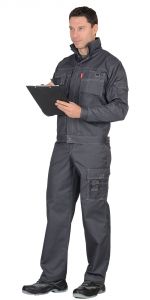 Костюм "ПЛУТОН": куртка, брюки тёмно-серый со светло-серой отстрочкой (с/з от 300 шт.) ― Компания «Южный Город Спецодежда»  Комплексное снабжение предприятий. +7 (861) 210-91-61 