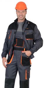 Куртка "МАНХЕТТЕН" короткая темно-серая с оранжевым и черным ― Компания «Южный Город Спецодежда»  Комплексное снабжение предприятий. +7 (861) 210-91-61 