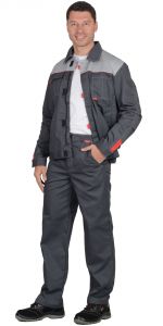 Костюм "ФАВОРИТ" летний: куртка, брюки тёмно-серый с серым ― Компания «Южный Город Спецодежда»  Комплексное снабжение предприятий. +7 (861) 210-91-61 